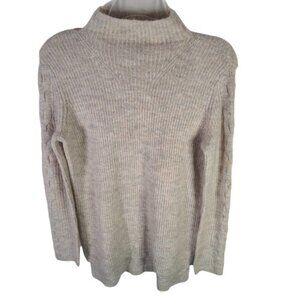 255 Marled Reunited Clothing Knit Sweater Mock Neck Cream Womens Size XS